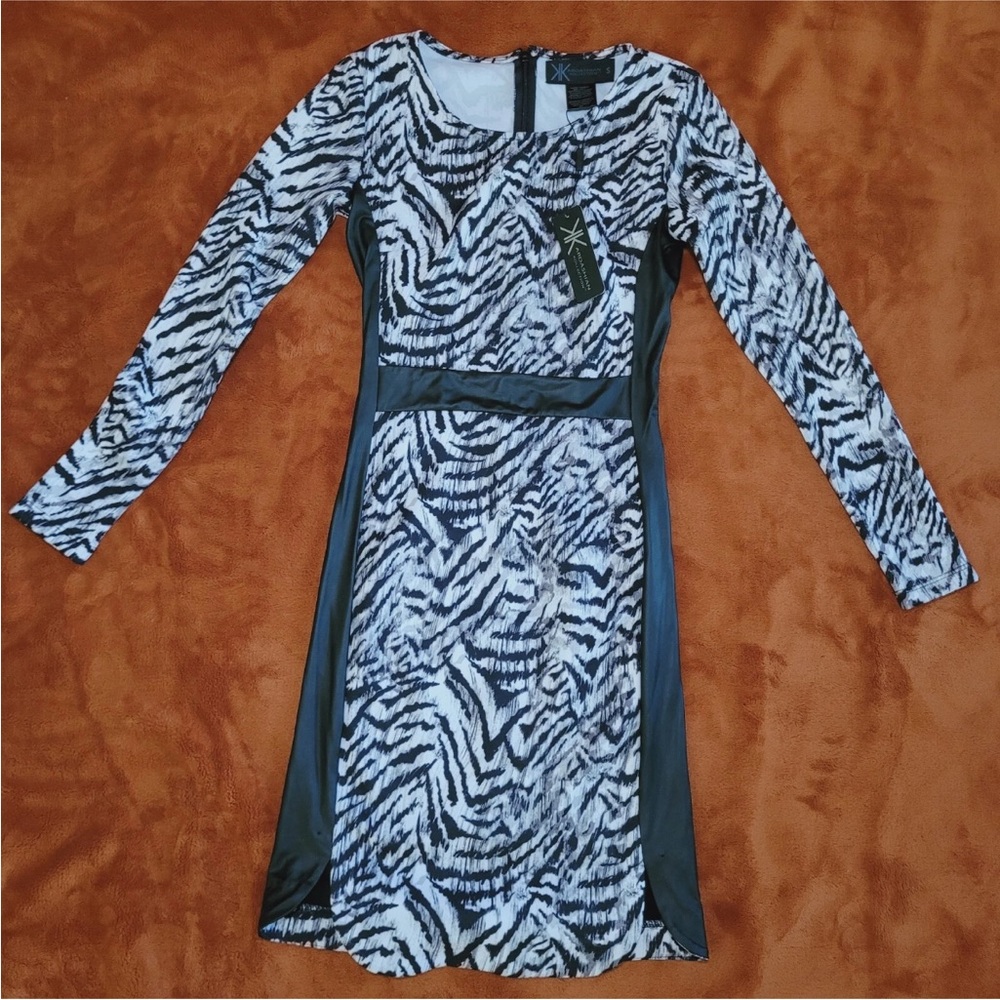 NWT Kim Kardashian Illusion Dress Sears Size S Small Zebra Long Sleeve Fall 2013